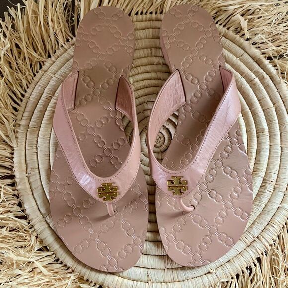 TORY BURCH Light Makeup Monroe Sandal Tan Size 9.5 - Picture 2 of 15